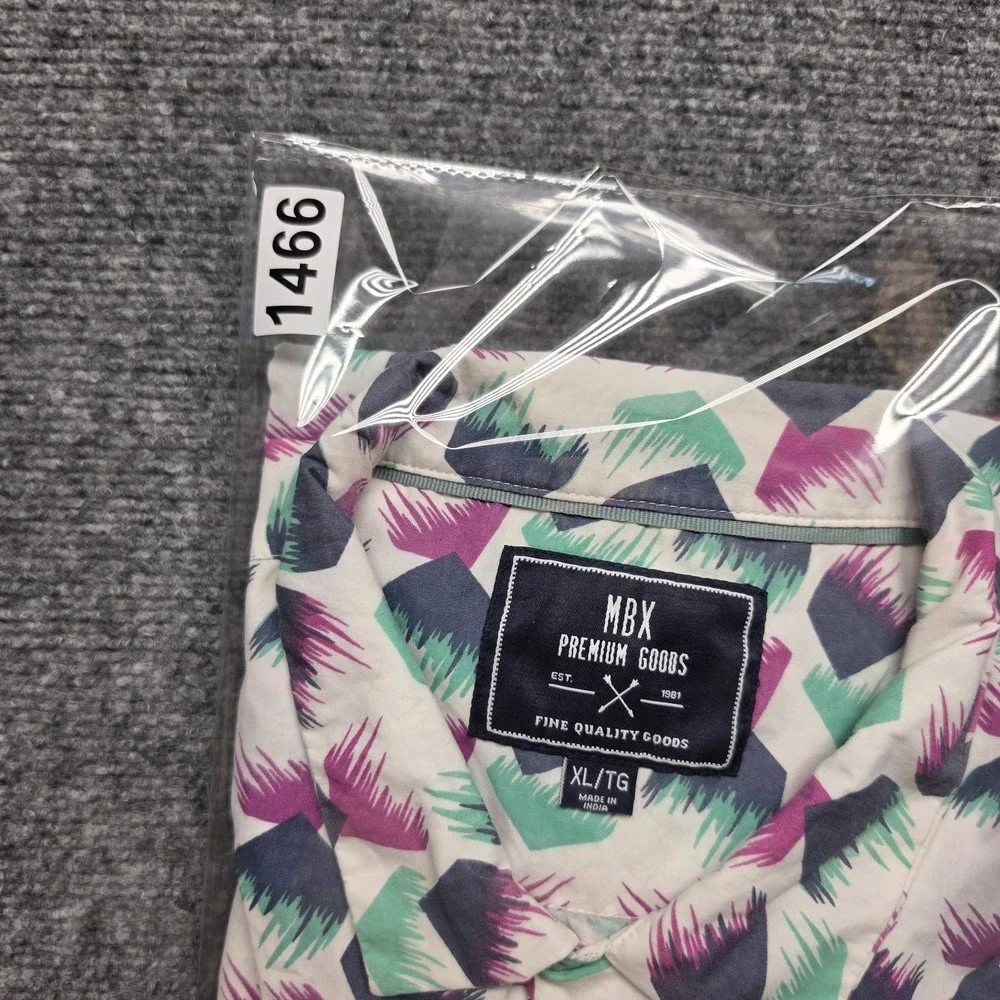 MBX Premium Goods Mens XL Short Sleeve Button Up Shirt Abstract Geometric Print